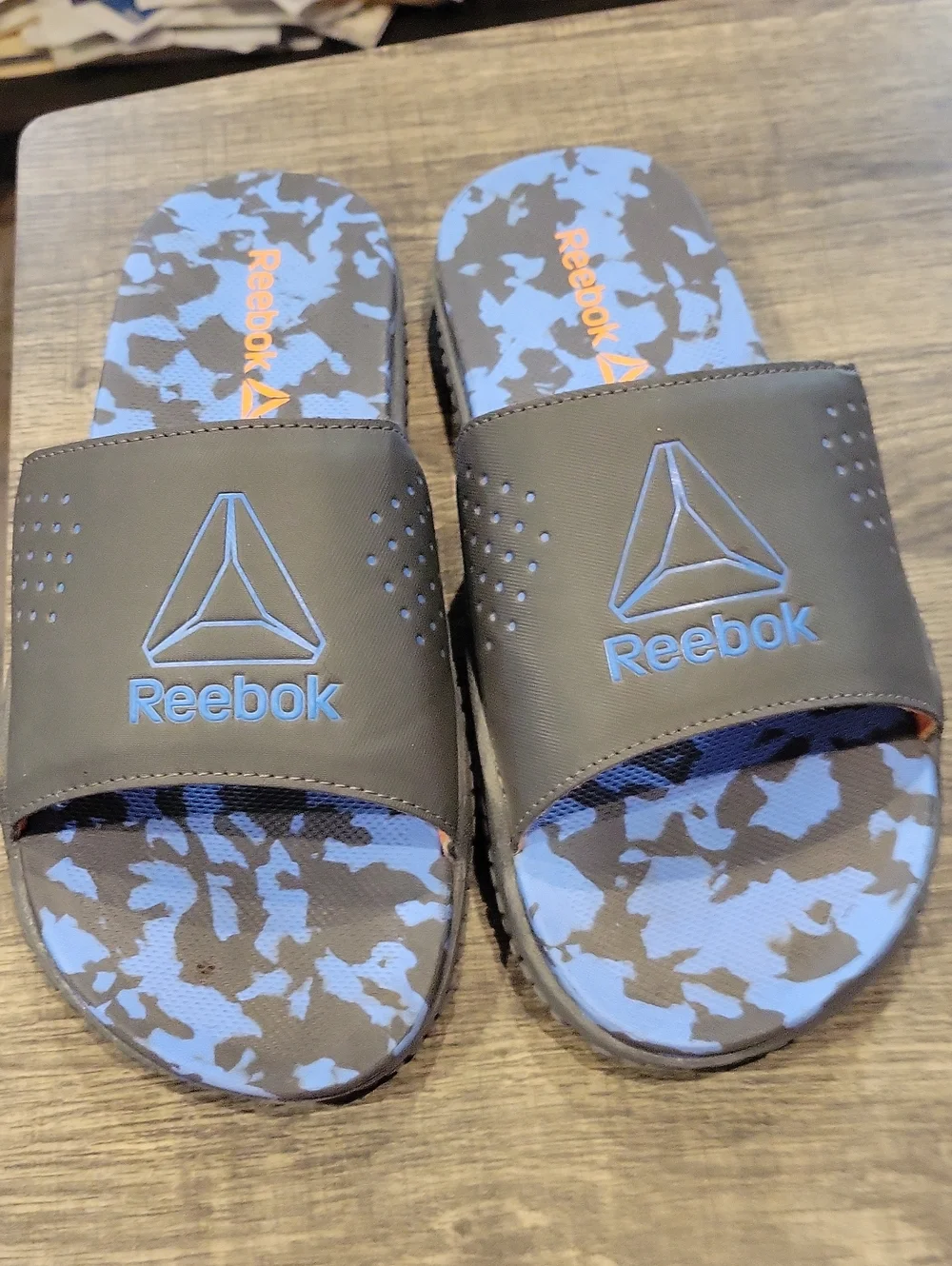 Reebok Mens Dual Density Slide Sandals,sz.8,EUC/ Blue Camo